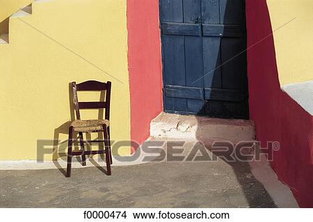 Picture - chair, Greece, Europe, Cyclades, Cyclades, Santorini, Thera. Fotosearch