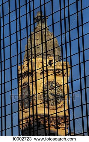 Stock Image - clock, reflection, reflecting, reflect, France, French, French Europe. Fotosearch