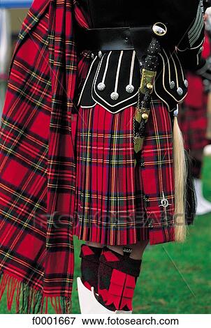 Stock Photo - clothes, kilt, textile, fabric, Scotland, Europe, uniform. Fotosearch