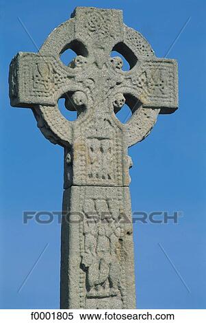 Stock Photography - cross, celtic, Funerary art, Ireland, Europe, Drumcliffn. Fotosearch