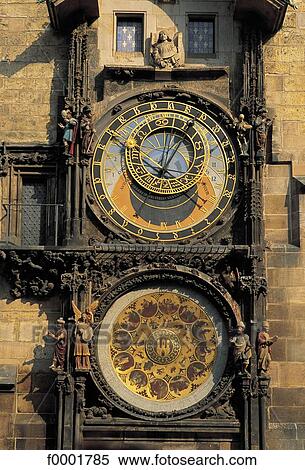 Stock Photography - Czech Republic, Europe, clock, monument, Prague, exterior. Fotosearch