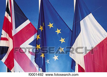English flag, European flag, French flag, exterior, open air, European Union View Large Photo Image Stock Image - English flag, European flag, French flag, exterior, open air, European Union. Fotosearch
