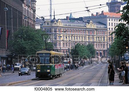 Europe, Finland, Helsinki, town, city, tramway, street View Large Photo Image Stock Photography - Europe, Finland, Helsinki, town, city, tramway, street. Fotosearch