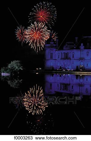 Europe, France, French, French castle, fireworks, night, reflection View Large Photo Image Stock Image - Europe, France, French, French castle, fireworks, night, reflection. Fotosearch