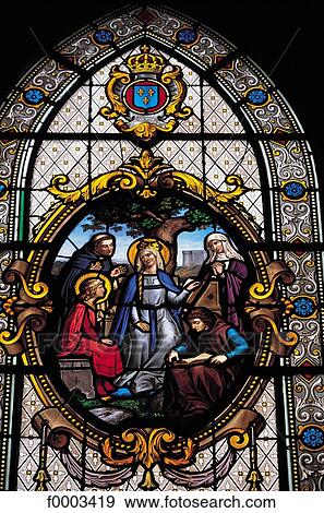 Europe, France, French, French church, stained glass, Normandy, Belleme View Large Photo Image Stock Photo - Europe, France, French, French church, stained glass, Normandy, Belleme. Fotosearch