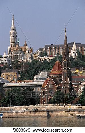 Stock Photo - Europe, Hungary, Christian architecture, town, city, quay, Budapest. Fotosearch