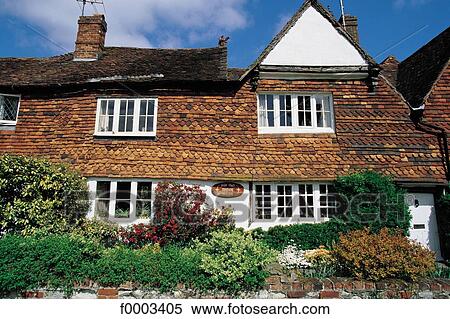 Stock Photography - Europe, United Kingdom, England, Britain, traditional dwelling, front, house. Fotosearch