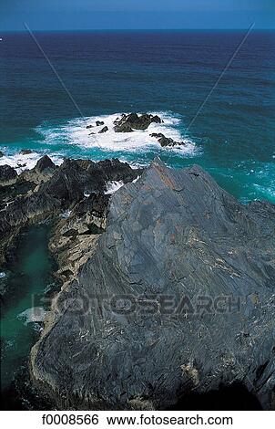 Stock Photograph - exterior, open air, Europe, travel, travel vertical, Portugal, rockbound coast. Fotosearch