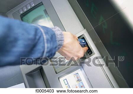 Stock Image - exterior, open air, money, bank, cash machine, budget, expense. Fotosearch