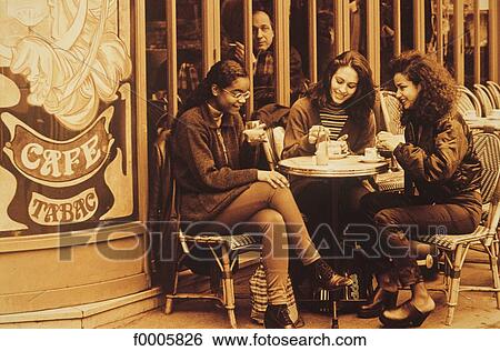 exterior, open air, teenage girl, cafe terrace, drink, talking, talk View Large Photo Image Stock Photograph - exterior, open air, teenage girl, cafe terrace, drink, talking, talk. Fotosearch