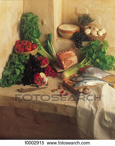 fish, vegetable, seafood, meat, mushroom, button mushroom, celery View Large Photo Image Stock Photography - fish, vegetable, seafood, meat, mushroom, button mushroom, celery. Fotosearch