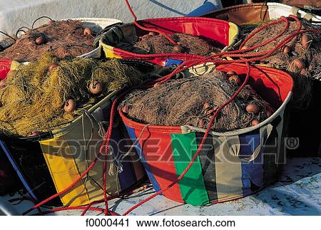 Stock Image - fishing net, Cyprus, Europe, Paphos, exterior, open air. Fotosearch