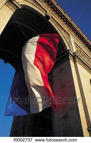 Stock Photo - flag, France, French, French Europe, French flag, monument, triumph arch. Fotosearch