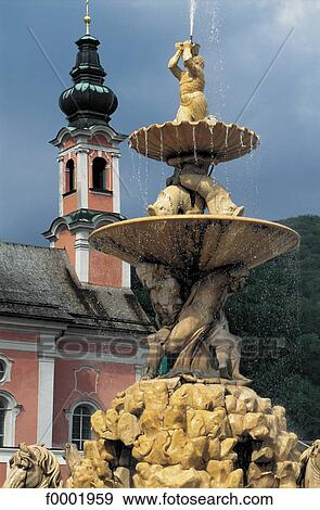 Stock Photo - fountain, Austria, Europe, Salzburg, exterior, open air. Fotosearch