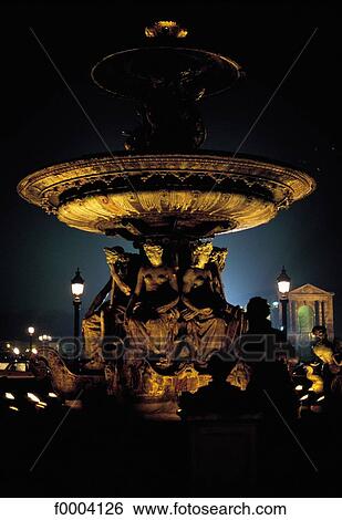fountain, water, night, light, lighting, sculpture, monument View Large Photo Image Stock Photograph - fountain, water, night, light, lighting, sculpture, monument. Fotosearch