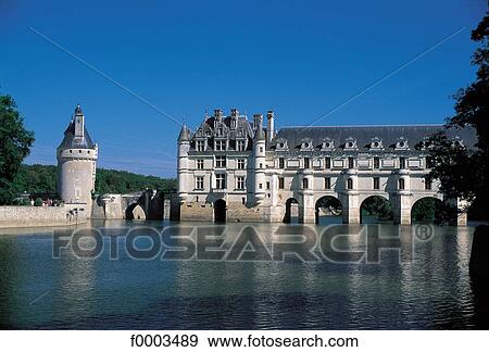 Stock Photo - France, French, French Centre, Castle of Chenonceau, Loire Castle, Loire Castles, Europe. Fotosearch