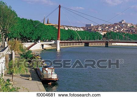 Stock Image - France, French, French Europe, Lyon, Rhone, Rhone Alpes, bridge. Fotosearch