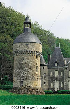 Stock Photograph - France, French, French Europe, tower, architecture detail, architectural detail, castle. Fotosearch