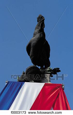Stock Image - French flag, emblem, sculpture, monument, Europe, France. Fotosearch