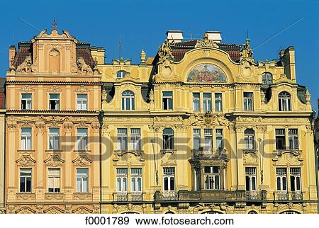Stock Photo - front, window, Czech Republic, Europe, Prague, exterior. Fotosearch