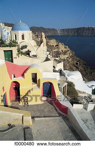 Greece, Europe, Cyclades, Ia, Santorini, Thera View Large Photo Image Stock Image - Greece, Europe, Cyclades, Ia, Santorini, Thera. Fotosearch