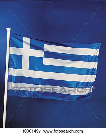 Greek flag, exterior, open air View Large Photo Image Stock Photo - Greek flag, exterior, open air. Fotosearch