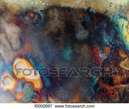 Stock Photo - heat, burn, burning, metal, heated metal, multicoloured, colorful. Fotosearch