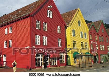 Stock Photography - house, front, Norway, Europe, Bergen, Bryggen, Hordaland. Fotosearch