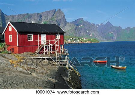 house, sea, Norway, Europe, Little Venice, Moskenesoy, Arctic Ocean View Large Photo Image Picture - house, sea, Norway, Europe, Little Venice, Moskenesoy, Arctic Ocean. Fotosearch