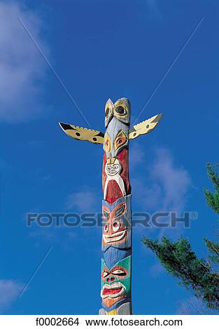 Indian, Canada, North America, totem, Ontario, exterior View Large Photo Image Picture - Indian, Canada, North America, totem, Ontario, exterior. Fotosearch