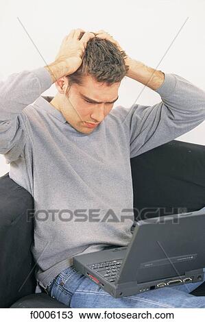 Stock Image - inside, indoors, people, men, dark hair. Fotosearch