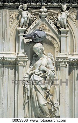 Stock Photograph - Italy, Christian architecture, statue, fountain, sculpture, Europe, Gaia Fountain. Fotosearch