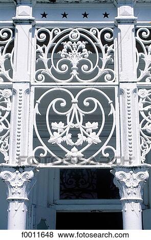 Stock Photo - Jamaica, Caribbean, travel, travel vertical, Port Antonio, ironwork, exterior. Fotosearch