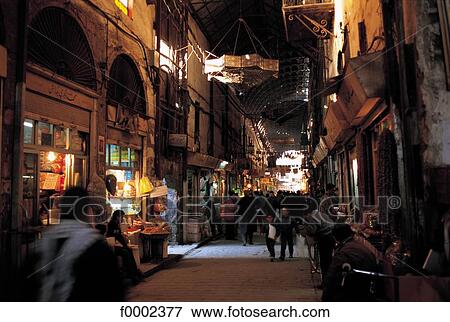 Stock Photo - lane, alley, Syria, Middle East, shop, Damascus, shopping. Fotosearch