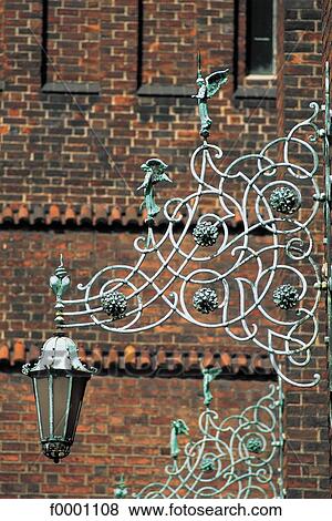 Stock Photo - light, streetlight, Denmark, Europe, old city, Copenhagen. Fotosearch