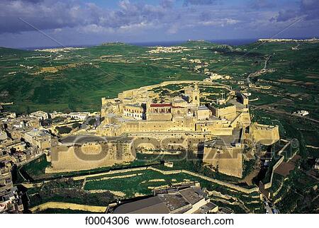 Stock Photograph - Malta, fortified castle, fortress, citadel, rampart, fortification, dwelling. Fotosearch