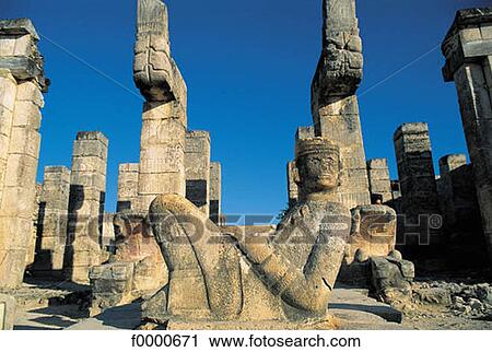 Stock Image - Maya, vestige, ruin, Mexican art, statue, Mexico, Central America. Fotosearch