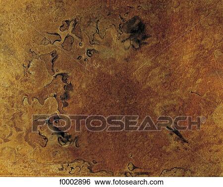 Stock Photograph - metal, rust, rusty metal, beige, brown, inside. Fotosearch
