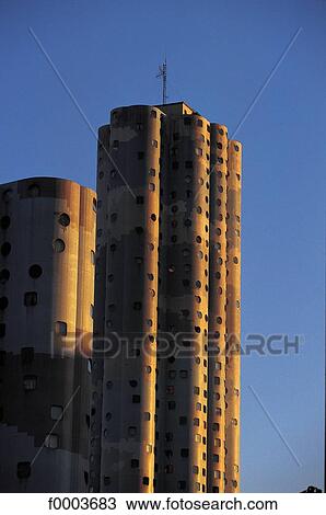 Stock Image - modern dwelling, tower, modern building, Europe, France, French, French Hauts de Seine. Fotosearch