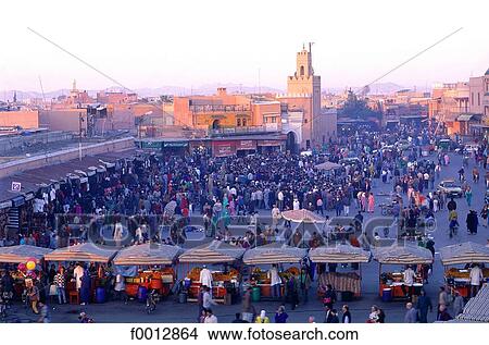 Picture - Morocco, Northern Africa, travel, travel exterior, open air, Marrakesh, Jemaa El Fna Square. Fotosearch