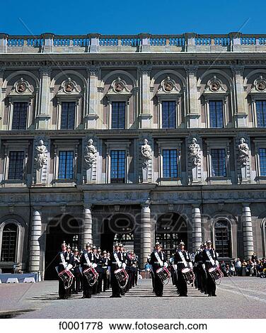 Stock Photo - music, national guard, discipline, uniform, Sweden, Europe, Royal guard. Fotosearch