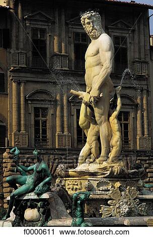 Stock Image - mythology, statue, divinity, god, square, renaissance, Italy. Fotosearch
