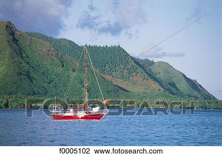Oceania, Polynesia, Opunohu bay, Moorea Island, sailing, sailing boat View Large Photo Image Stock Image - Oceania, Polynesia, Opunohu bay, Moorea Island, sailing, sailing boat. Fotosearch