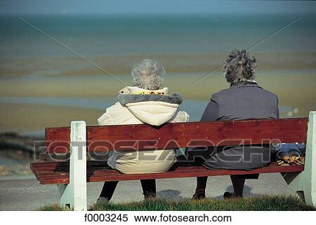 old age, bench, senior, woman, women, people, Normandy View Large Photo Image Stock Photography - old age, bench, senior, woman, women, people, Normandy. Fotosearch