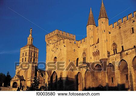 Stock Image - palace, tower, Avignon, Europe, France, French, French Palace of the Popes. Fotosearch