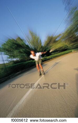 Stock Image - people, exterior, open air, roller blade, sport, sports. Fotosearch