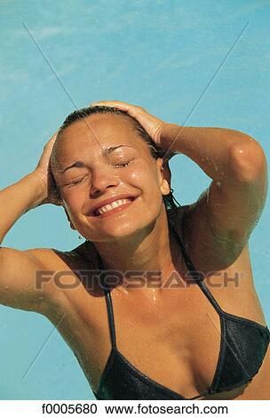 Stock Image - people, exterior, open air, vacation, holidays, swim. Fotosearch