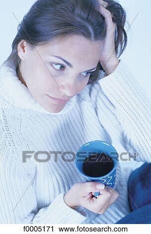 Stock Image - people, inside, indoors, woman, women, dark hair. Fotosearch