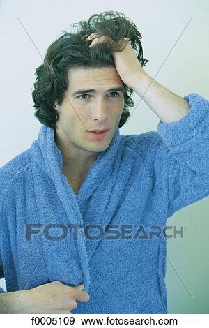 people, men, robe, dark hair, dark-haired View Large Photo Image Stock Photo - people, men, robe, dark hair, dark-haired. Fotosearch