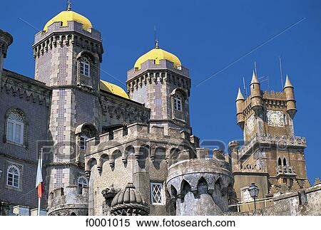 Portugal, Europe, Pena Castle, Sintra, exterior, open air View Large Photo Image Stock Photography - Portugal, Europe, Pena Castle, Sintra, exterior, open air. Fotosearch